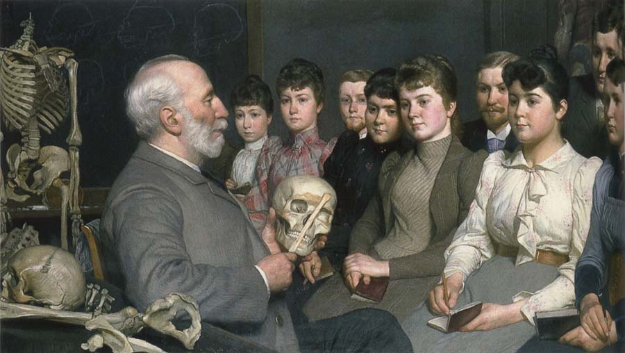 Professor Curman am teaching akademielever in anatomy